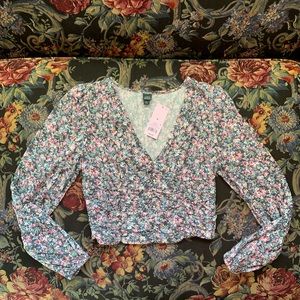 Long Sleeved Flower Corset Crop Top